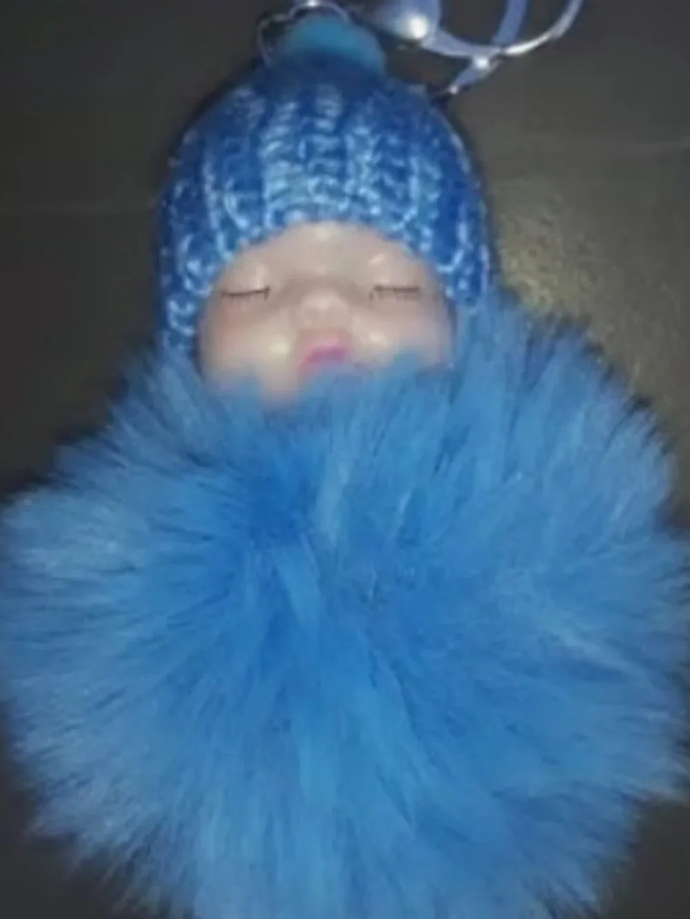 Sleeping Baby choose Burgundy Red Blue Brown PomPom Keychain Shower Gift Pendant